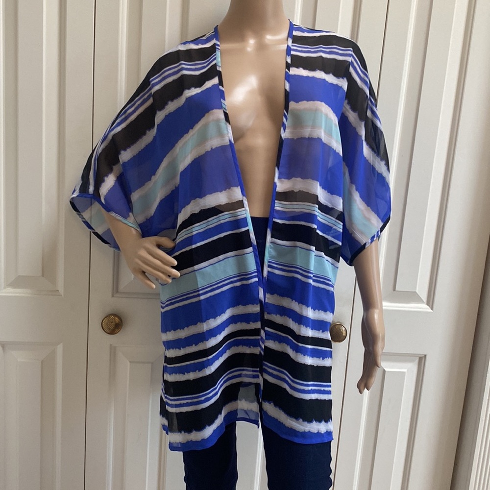 Easywear by Chico’s Womens Sheer Cover. Swimsuit coverup. Cardigan open front